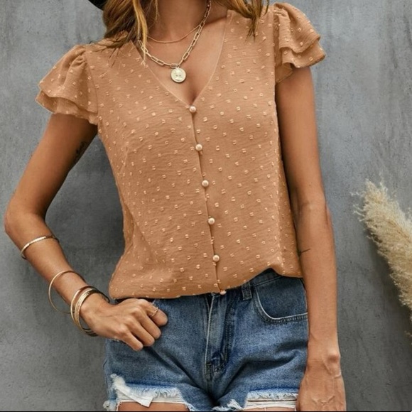 Boho Swiss Dot Butterfly Sleeve Top - Picture 10 of 15